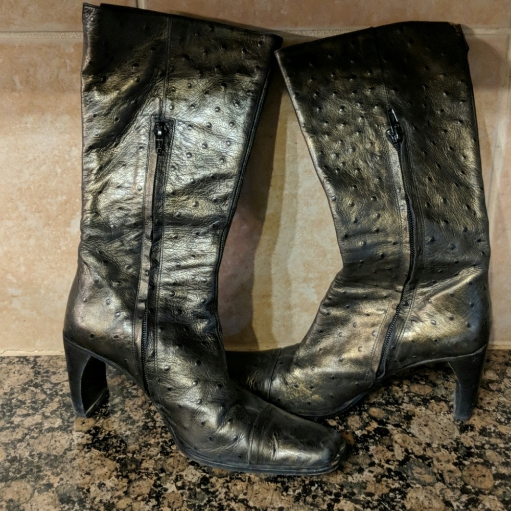 Ostrich print boots